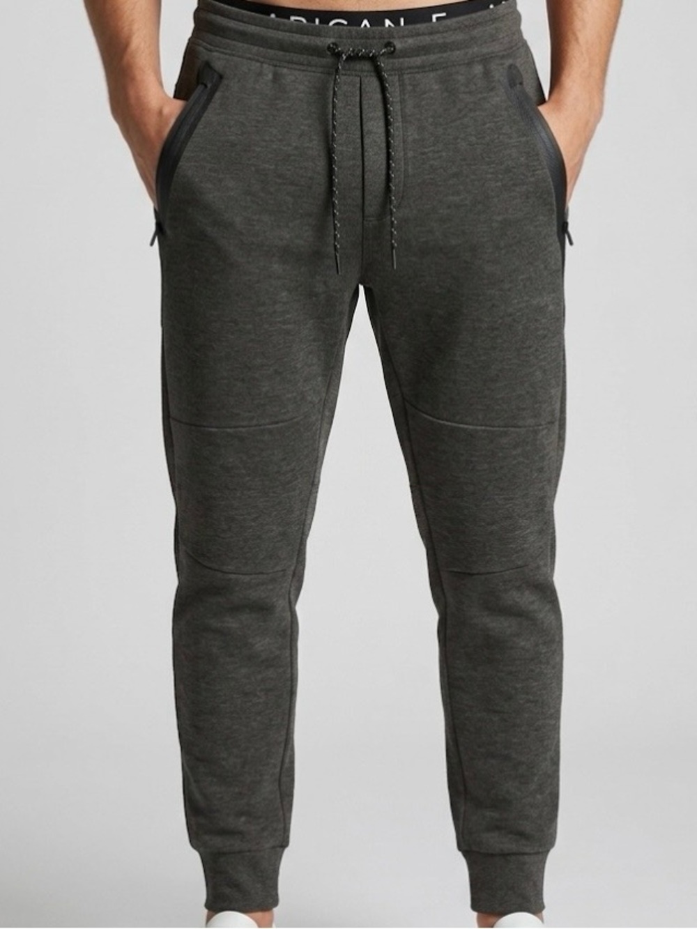 American Eagle Tech Fleece Joggers Men’s Medium Dark Grey Zip Pocket Sweatpants